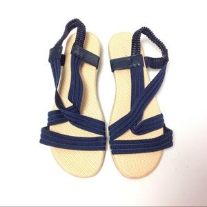 Women Strappy Sandals Size 7 Blue Cream